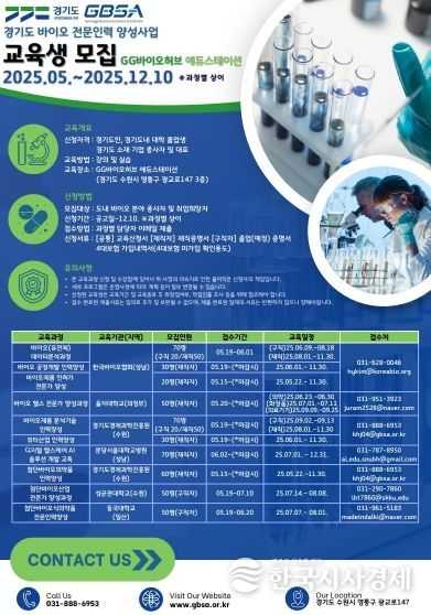 2025년 「경기도 바이오 전문인력 양성사업」 교육협력기관 모집 공고 포스터