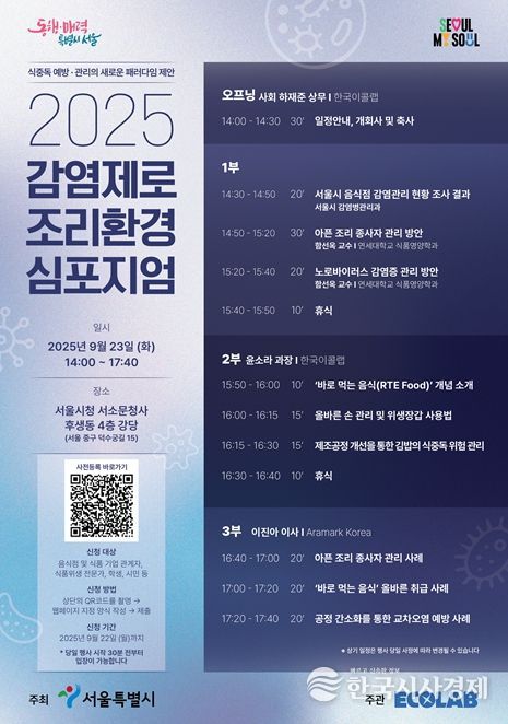 ‘2025 감염제로 조리환경 심포지엄’ 포스터
