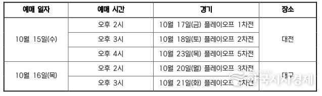 플레이오프 예매 시간 안내 표