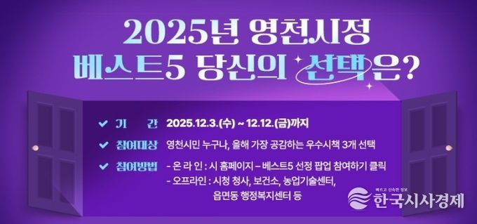 2025년 영천시정 베스트5 투표 홍보 배너