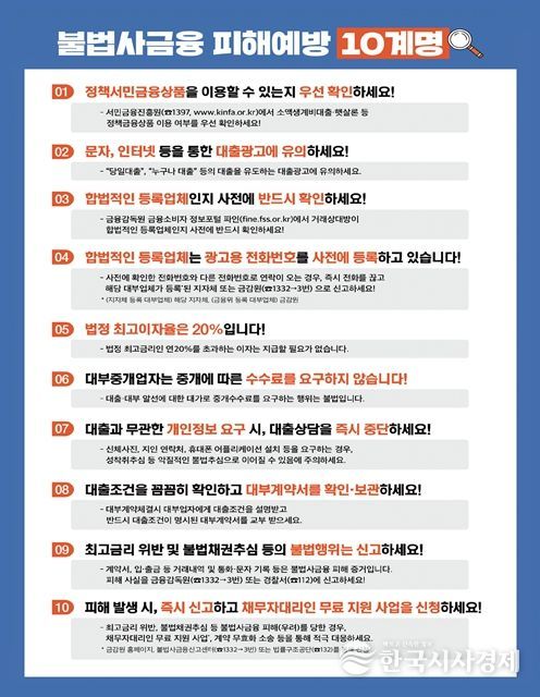 '불법사금융 피해예방 10계명' 포스터
