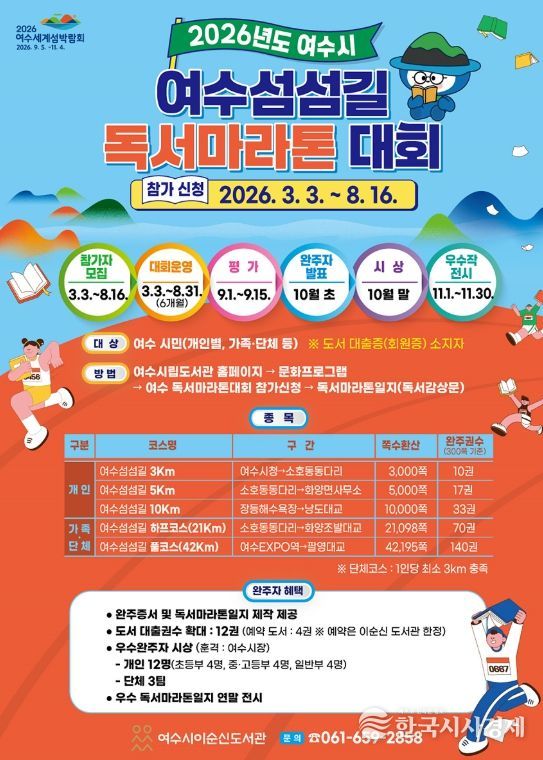 여수섬섬길 독서마라톤 대회 포스터