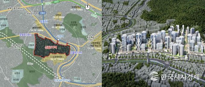 관악구 신림5구역 위치도와 조감도