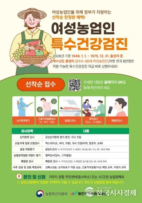 오산시, 여성농업인 특수건강검진 지원사업 추진