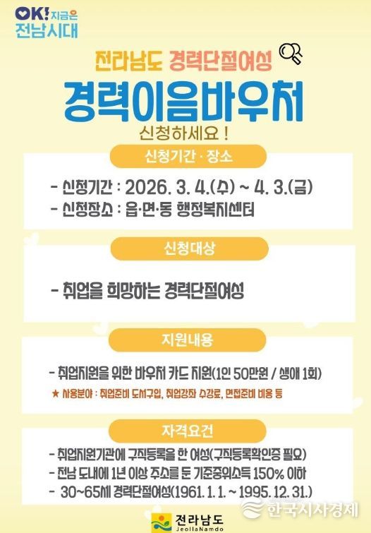 경력단절여성 경력이음바우처 모집 포스터